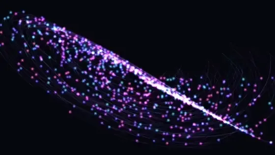 900 glowing particles swirl with light trails, then gather into the word light